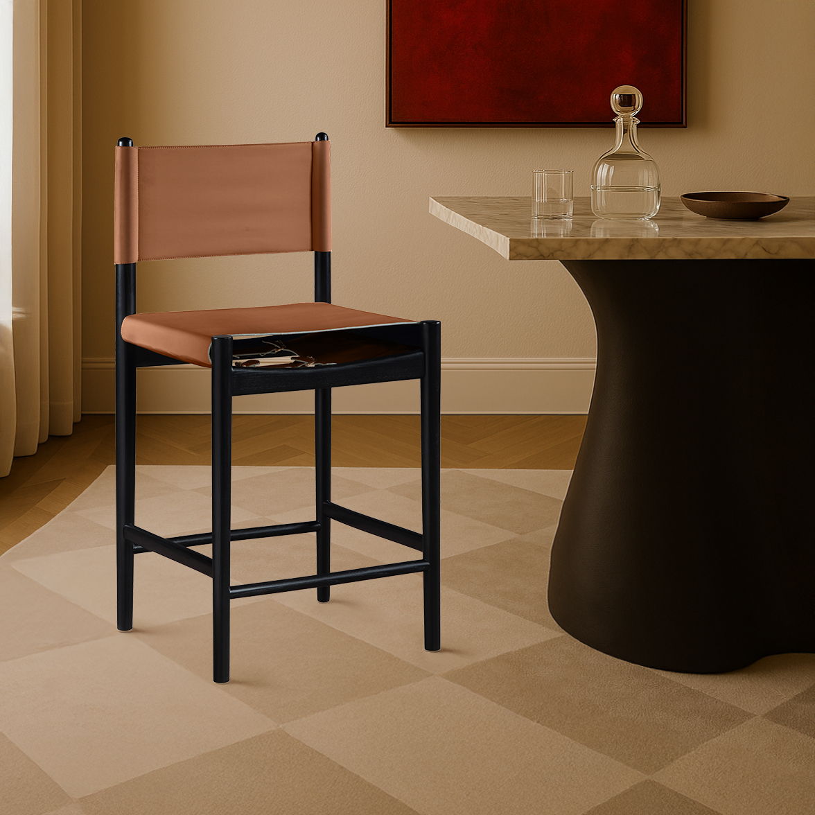 Rawlins - Counter Stool with Black Frame