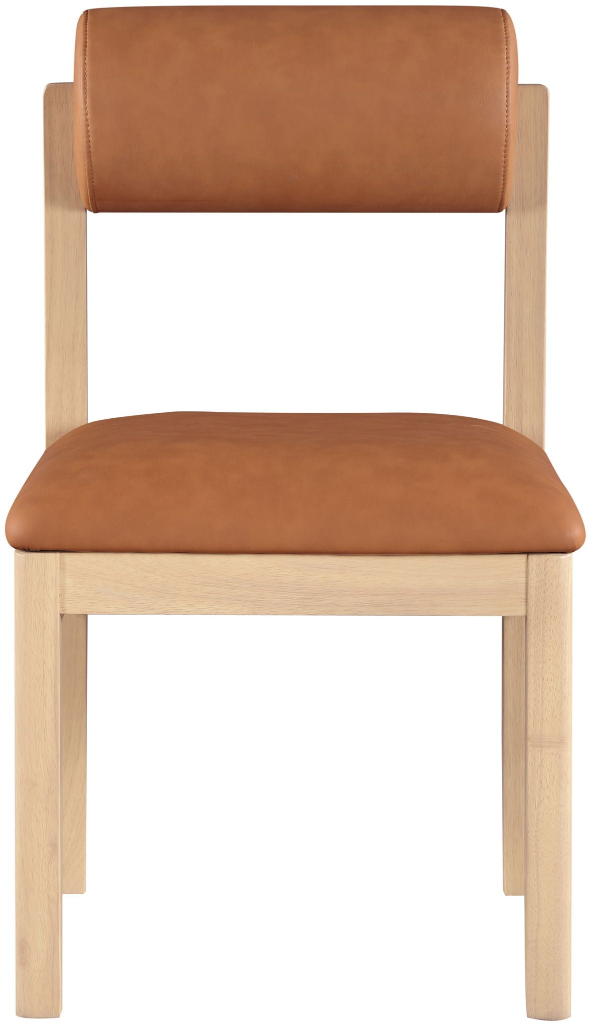 Roundhill - Faux Leather Dining Chair (Set of 2) with Natural Frame