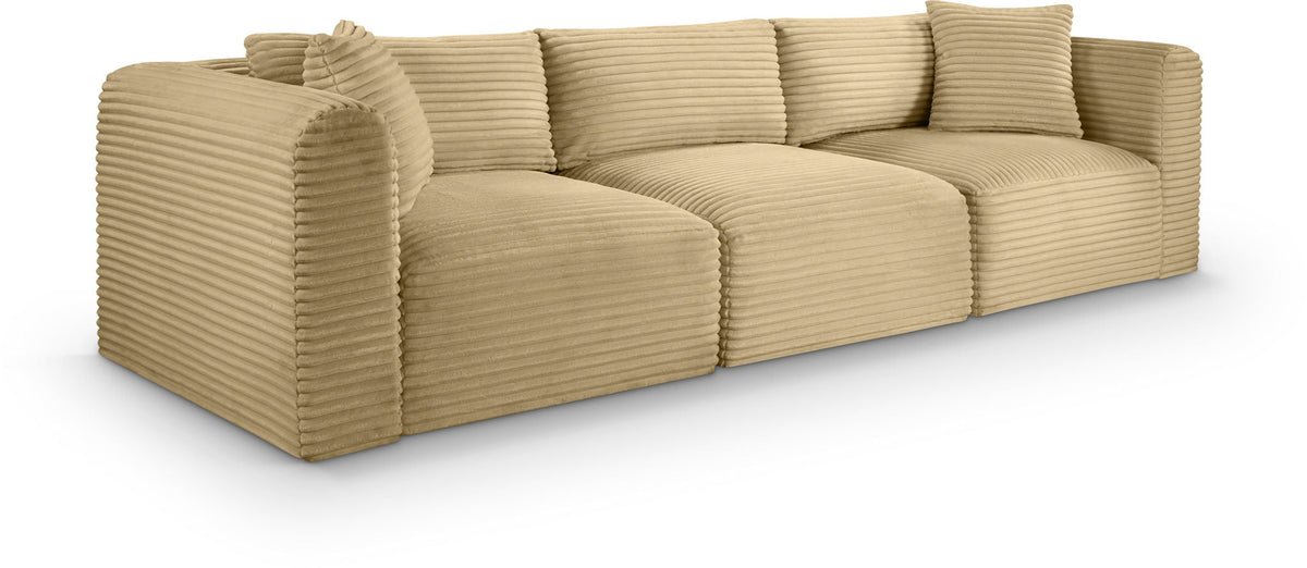 Shaggy Modular Sectional — 3-Piece Sofa — Camel