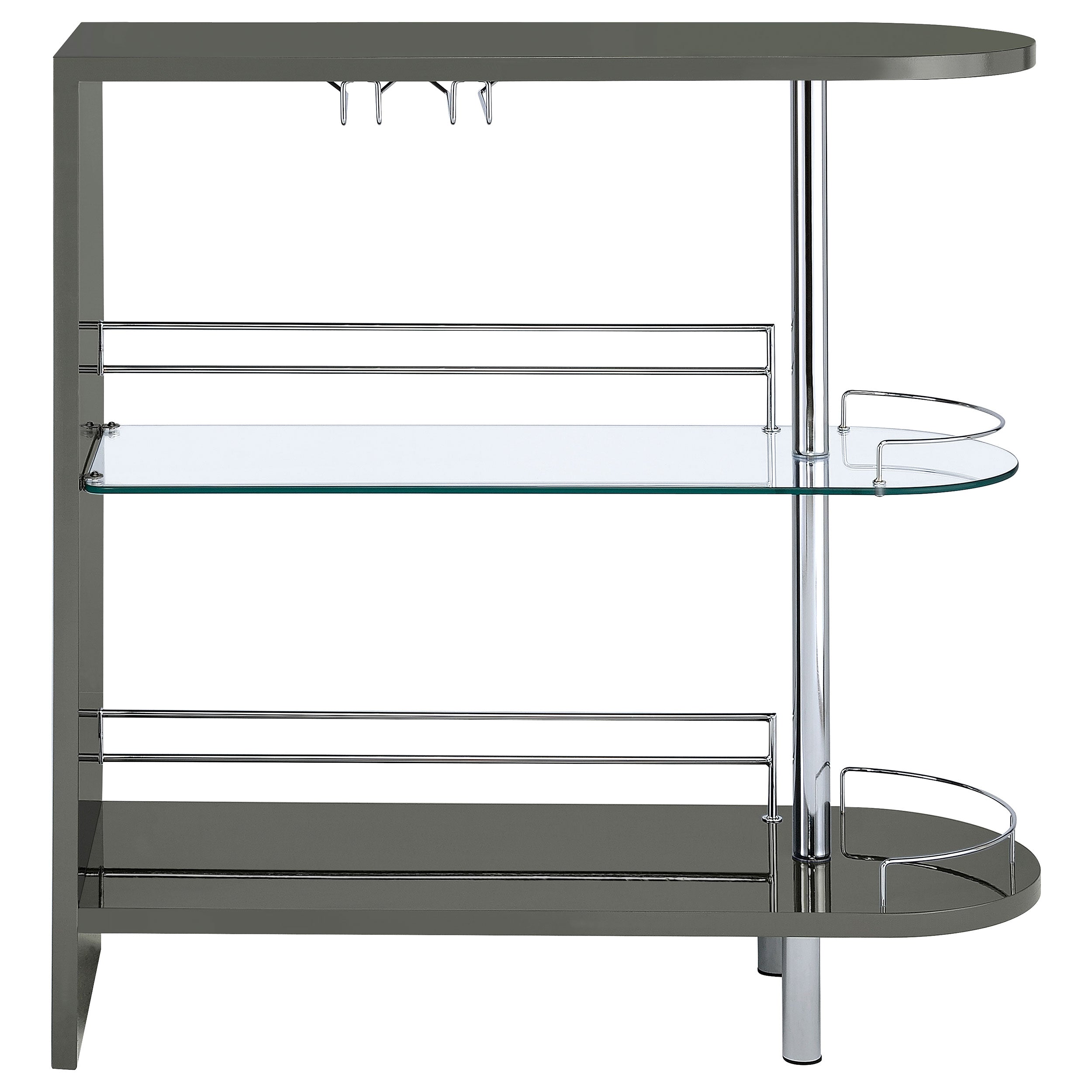 Adolfo 3-tier Bar Table Glossy Black and Clear