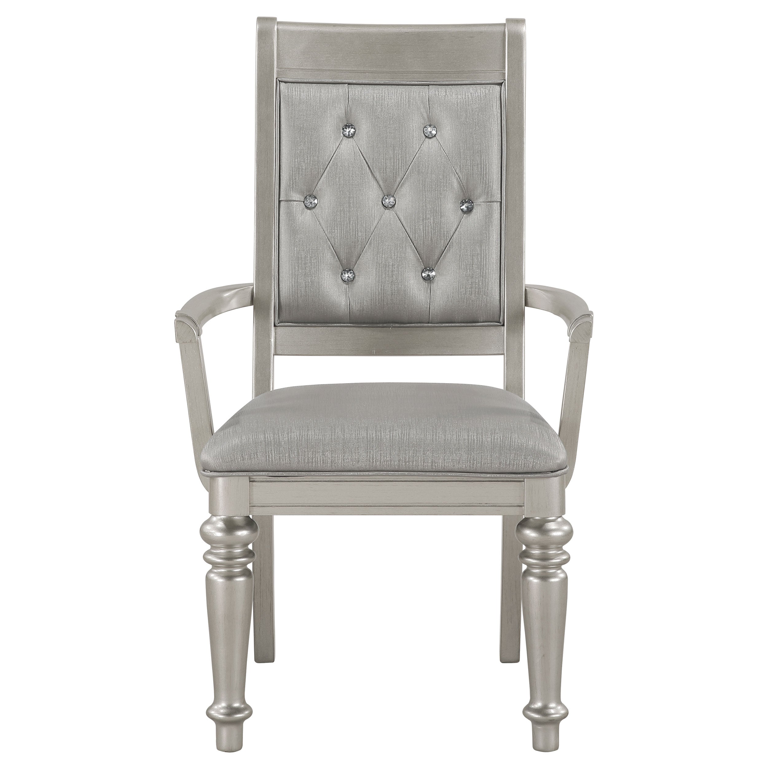 Bling Game Dining Arm Chair Metallic Platinum (Set of 2)