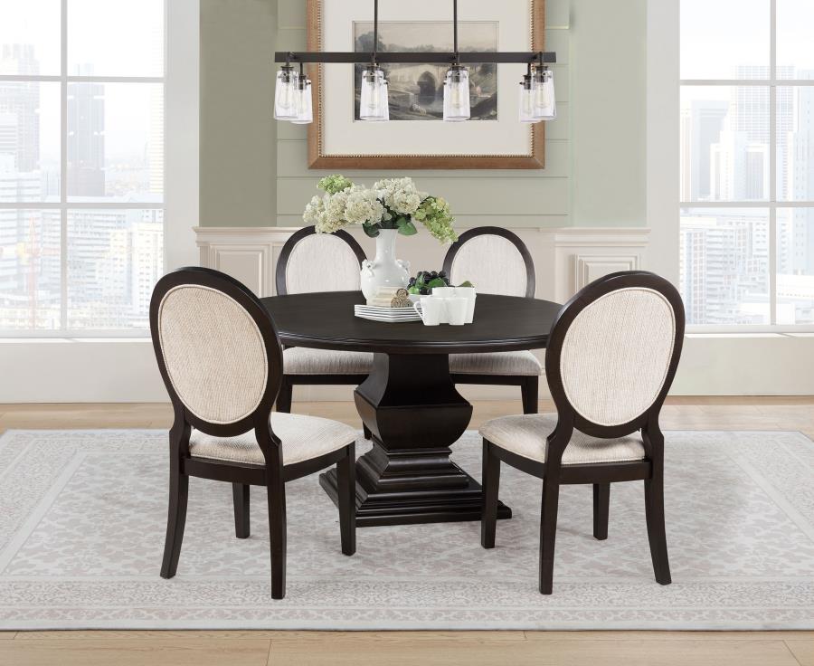 Twyla Round Wood Dining Room Table Set Dark Cocoa