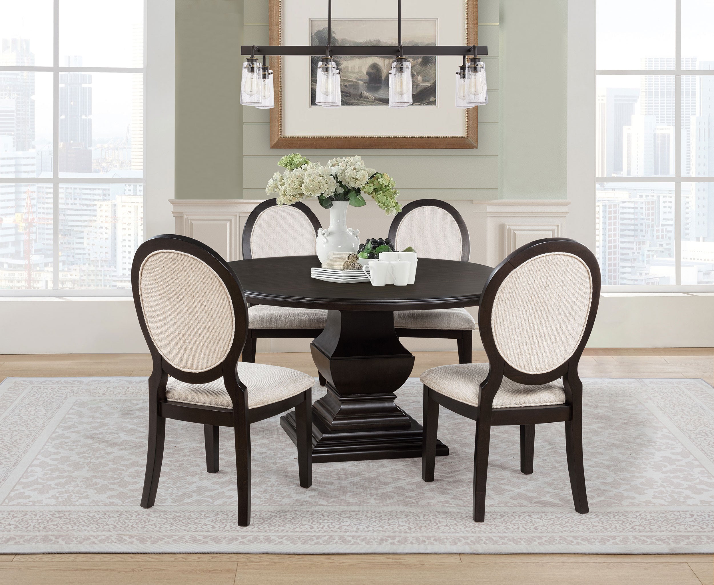 Twyla Round Wood Dining Room Table Set Dark Cocoa