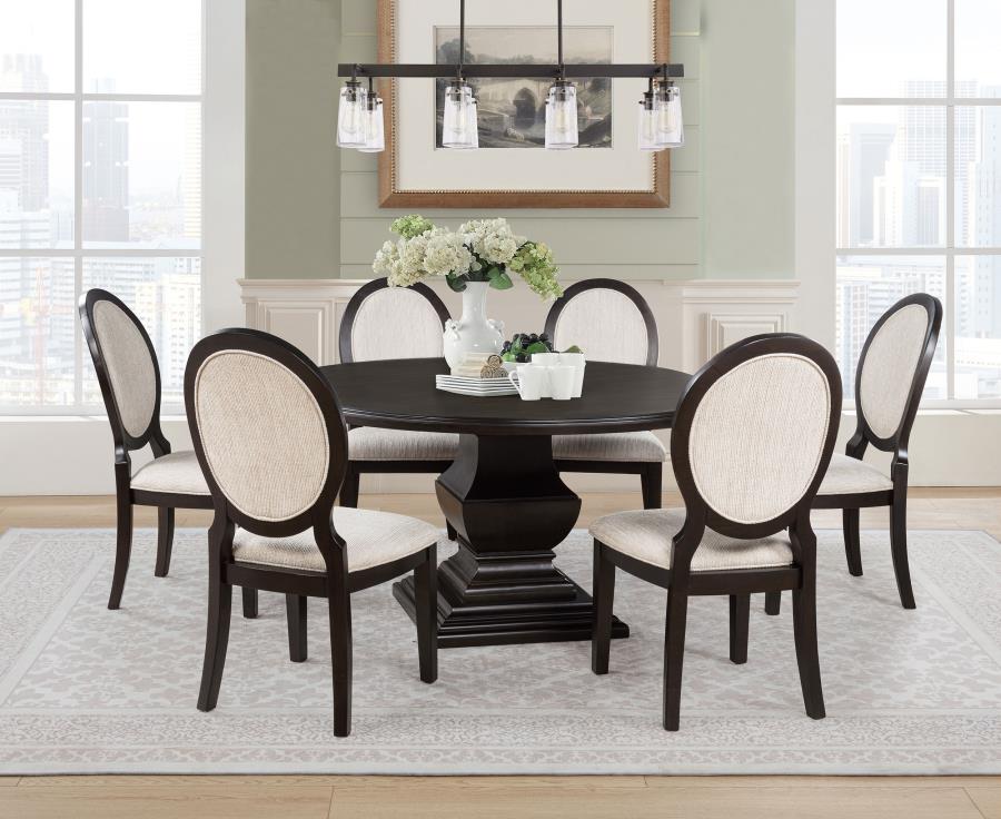 Twyla Round Wood Dining Room Table Set Dark Cocoa