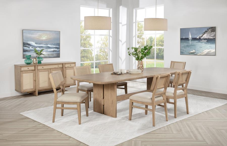 Kailani Rectangular Wood Dining Table Set Beige Oak