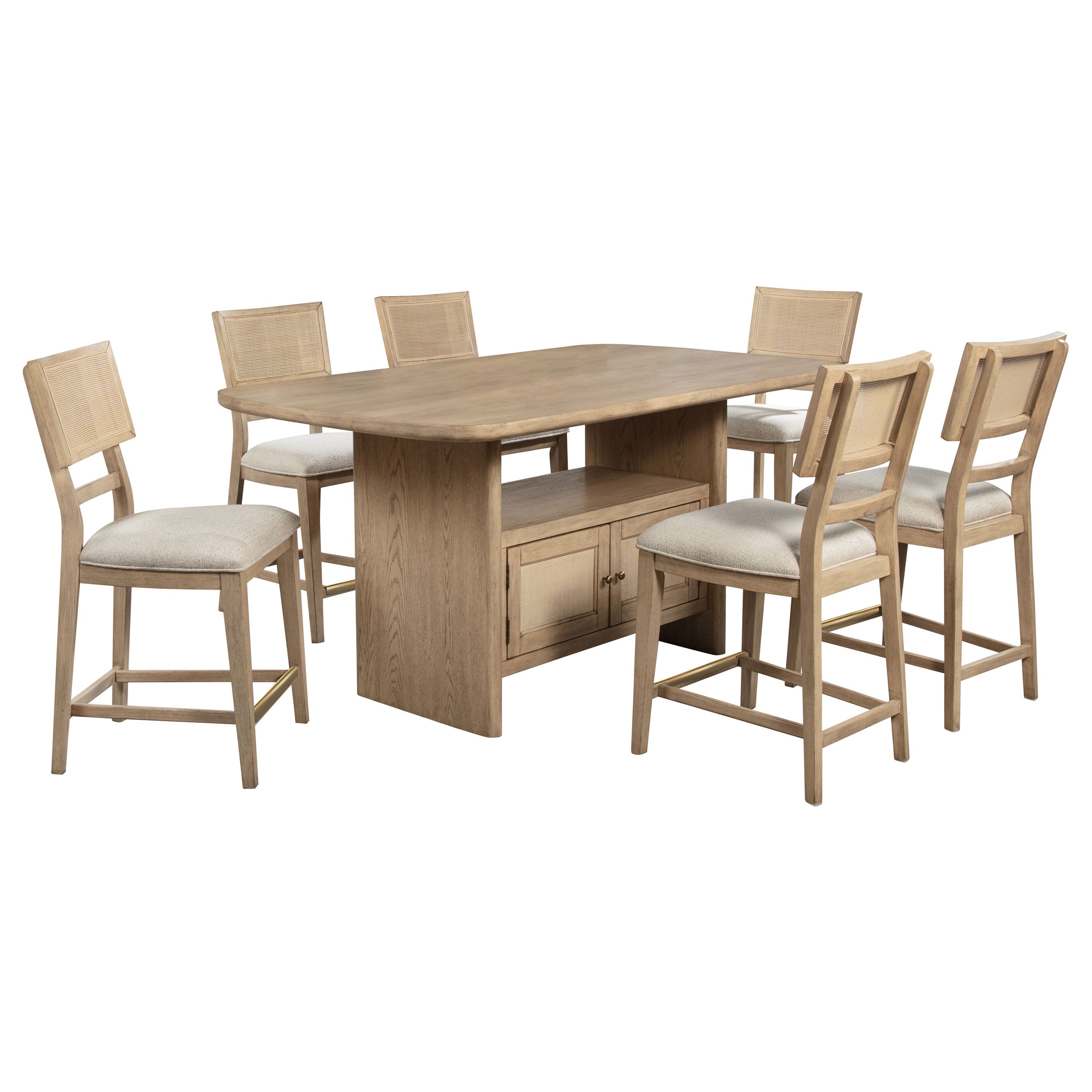 Kailani Wood Counter Height Dining Set Beige Oak
