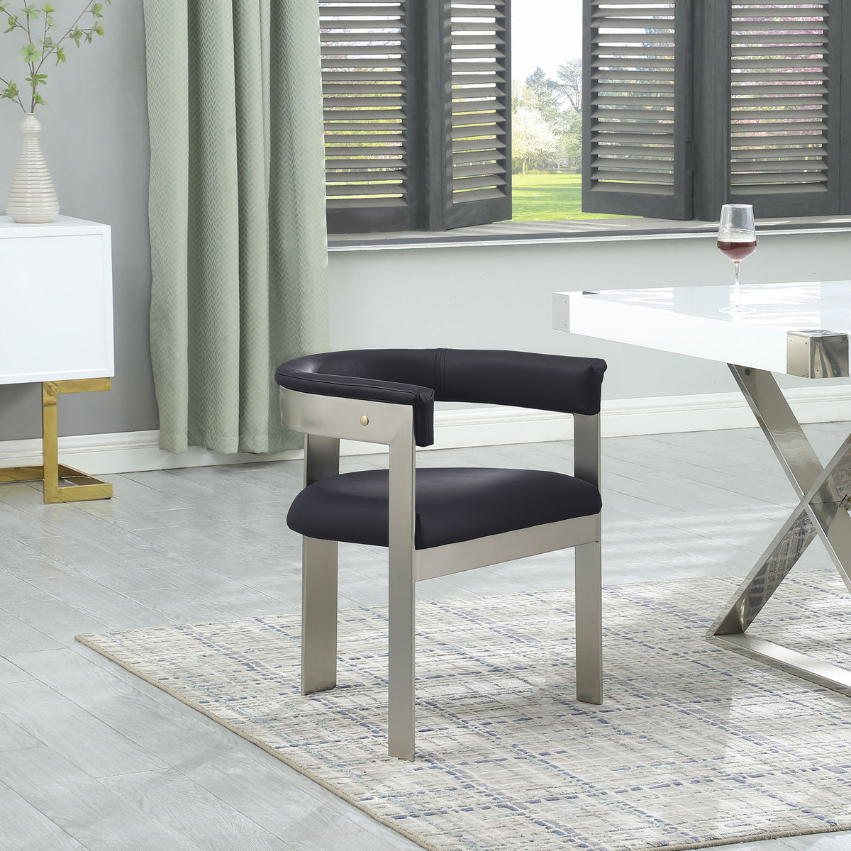 Romeo - Faux Leather Dining Chair (Set of 2) with Silver Base