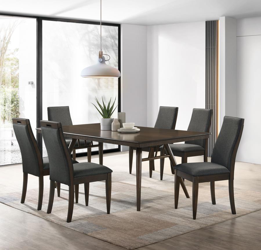 Wes Rectangular Dining Table Set Dark Walnut