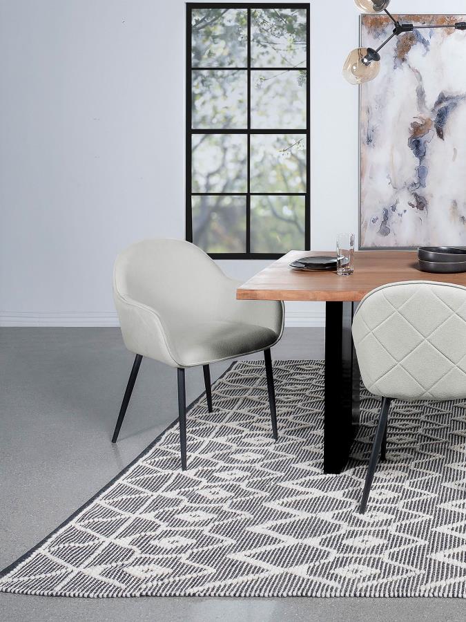 Emma Fabric Upholstered Dining Arm Chair Fog (Set of 2)