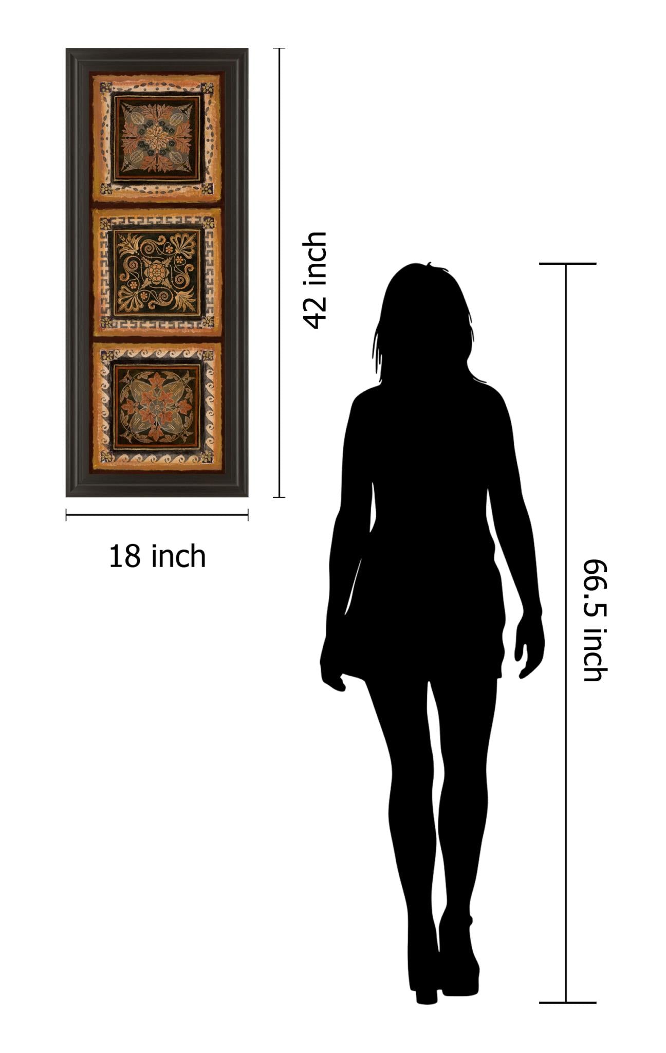 Folk Art Panel Ii By Tava Studios 18X42 Framed Print