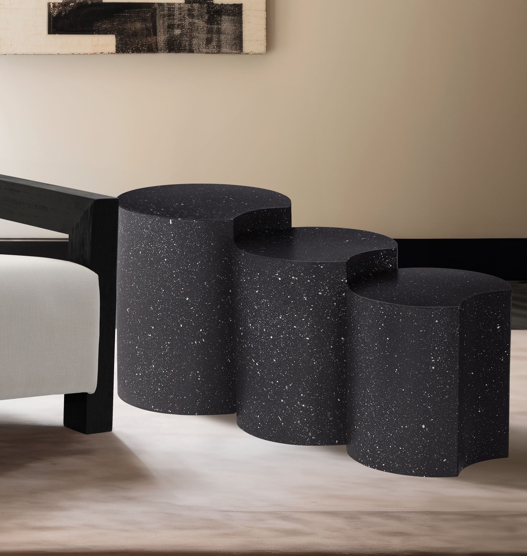 Dimple - 3 Piece Modular End Table - Terazzo Finish