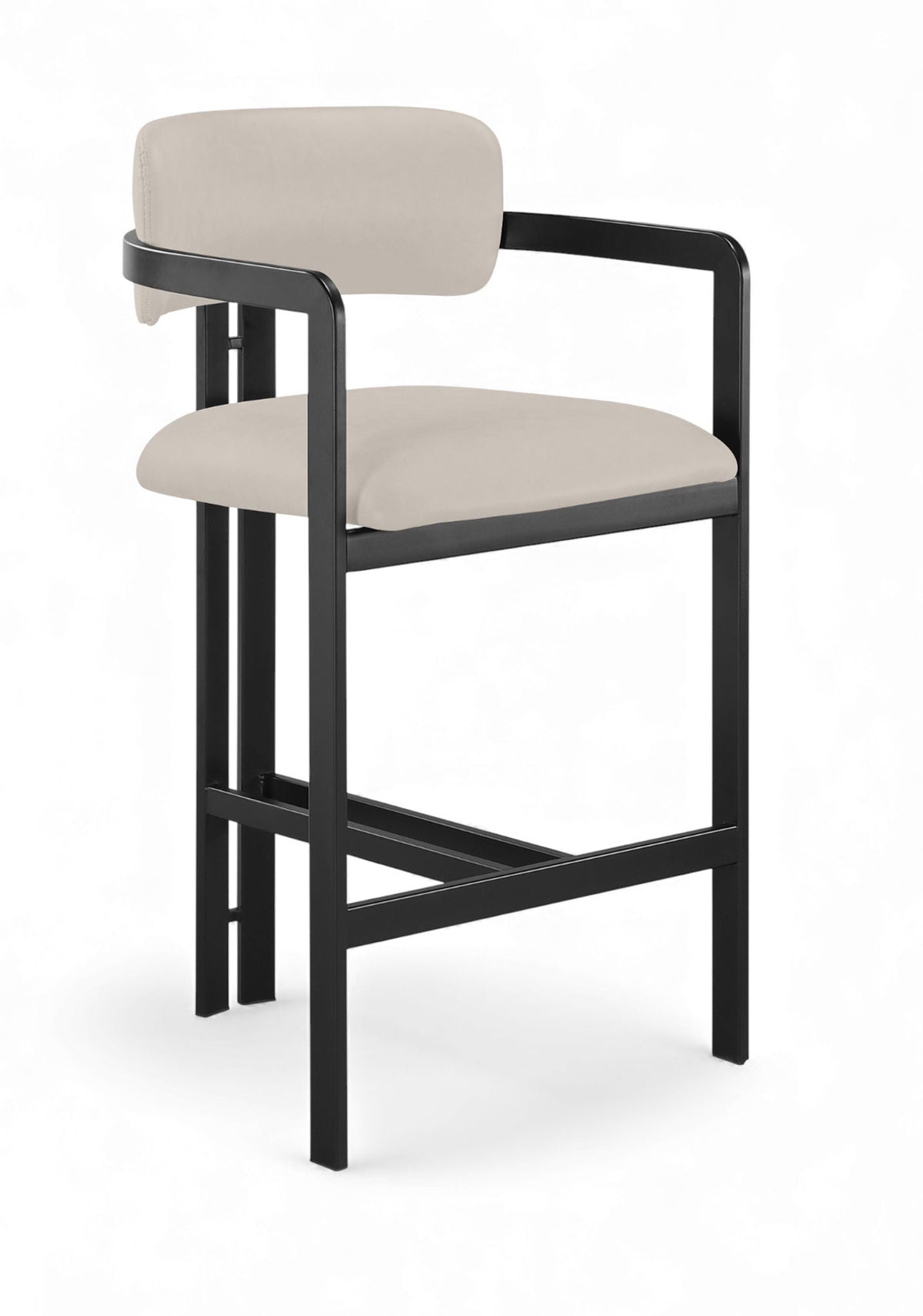 Aurum Vegan Leather Counter Stool — Graphite Black - Taupe