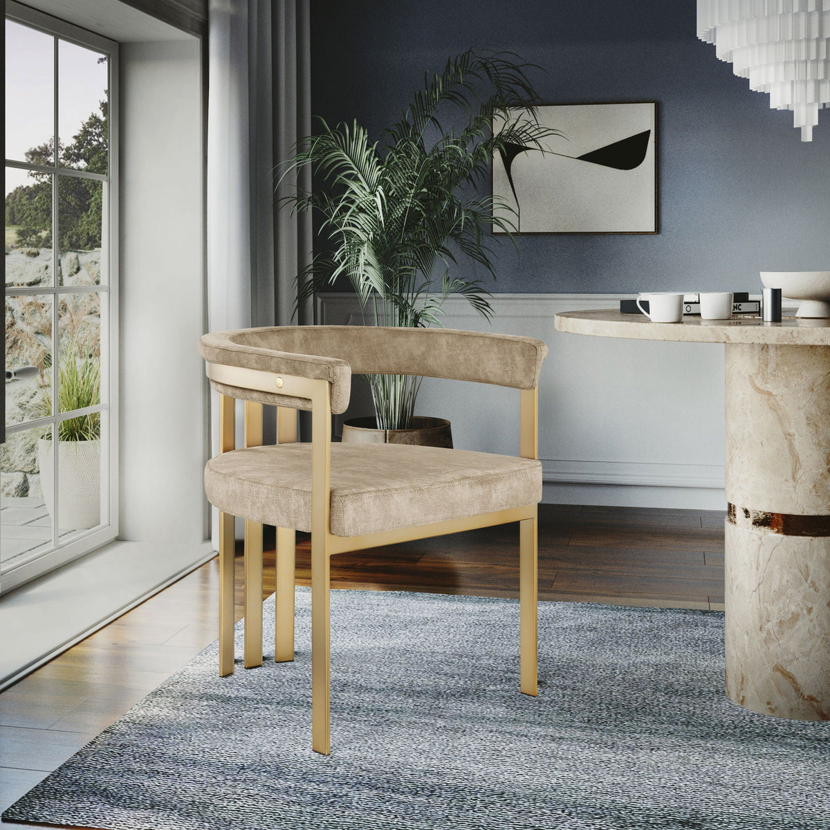 Marcello Velvet Dining Chair — 4 Color Options - Beige