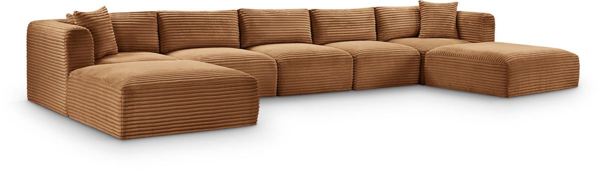 Shaggy Modular Sectional — 7-Piece Sectional With 2 Ottomans — Saddle