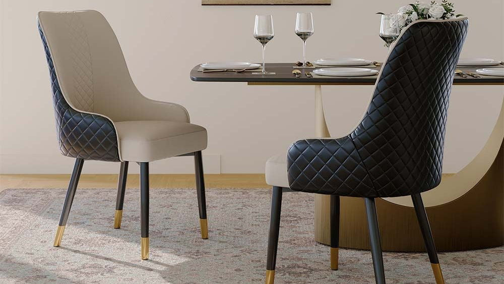 Rani Faux Leather Dining Chair — Wood & Stainless Steel Legs