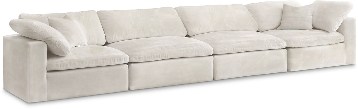 Cozy Velvet Modular Sectional — 4-Piece Sofa — Cream