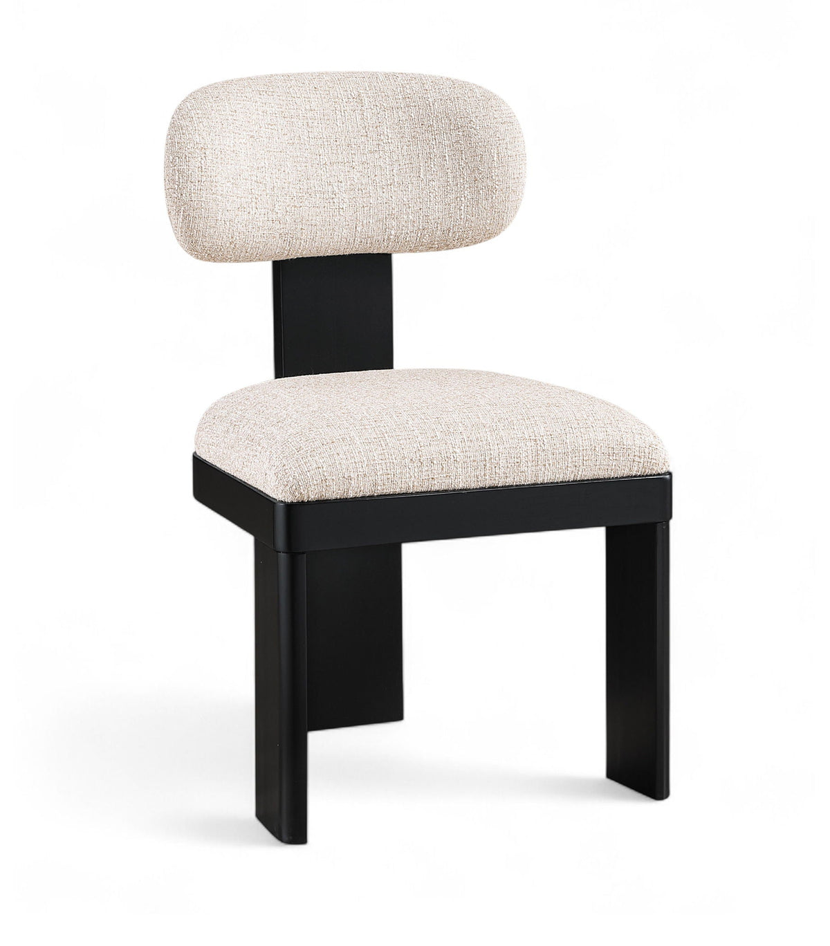 Timbra - Linen Textured Fabric Upholstered Dining Chair (Set of 2) with Black Base