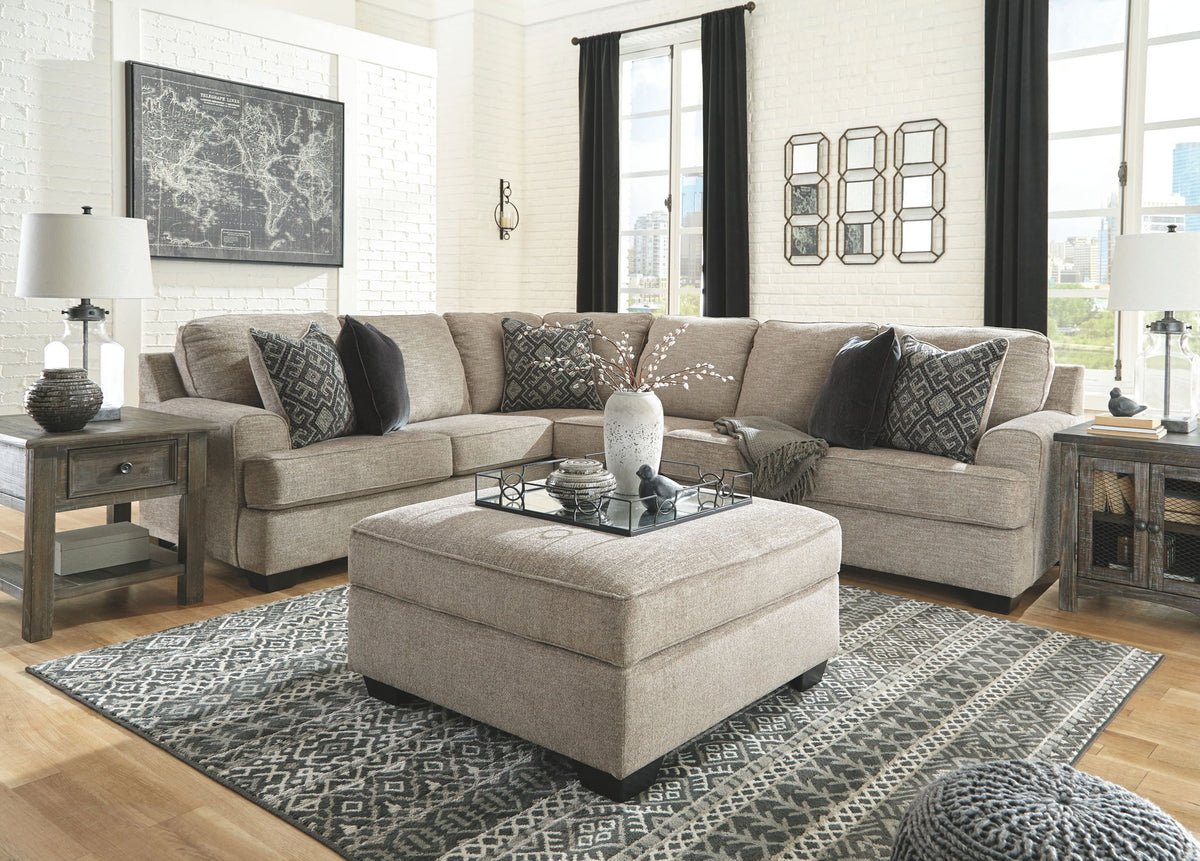Bovarian Stone Sectional — 4-Piece Sectional + Right-Arm Loveseat & Ottoman