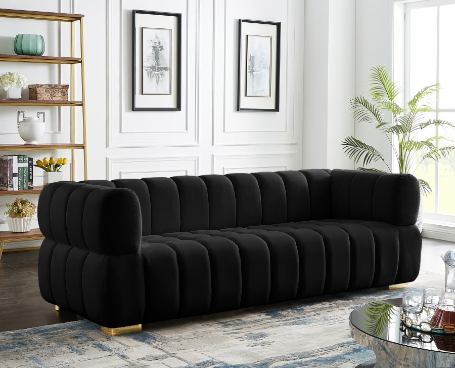 Gwen velvet tufted sofa - Black detail