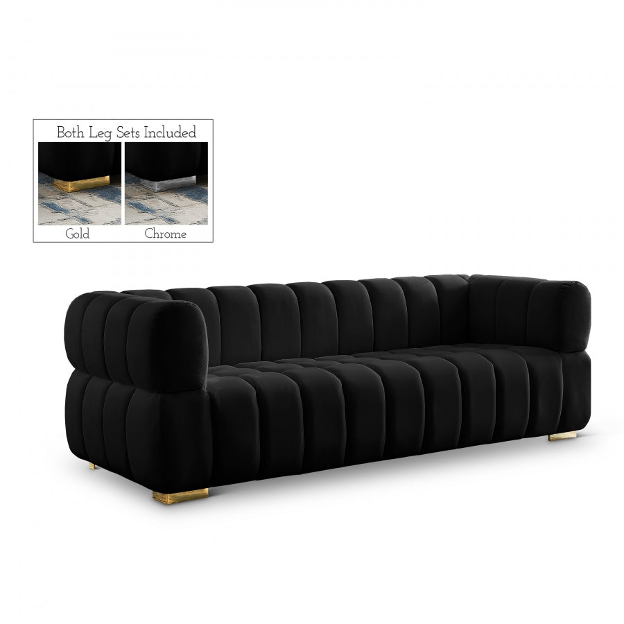 Gwen velvet tufted sofa - Black