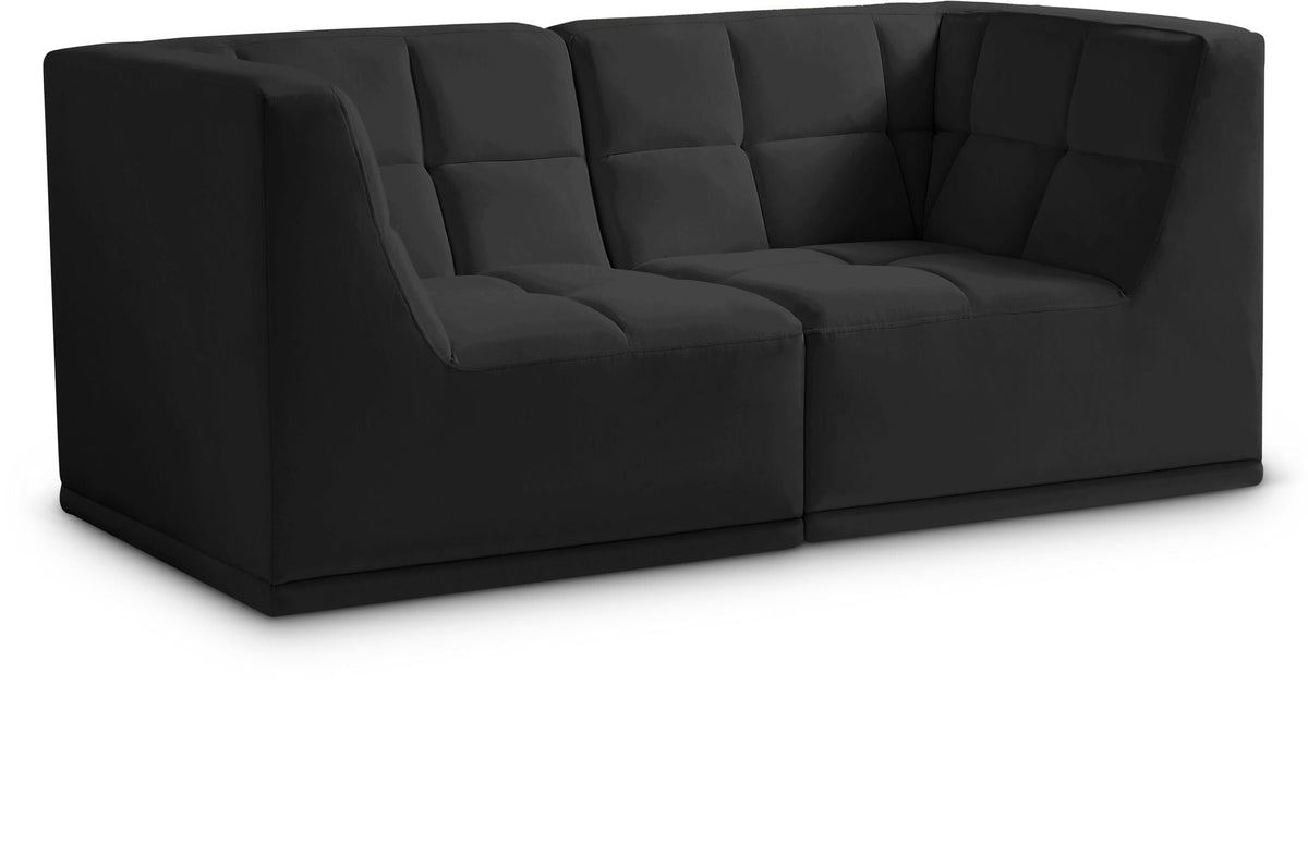 Relax Velvet Modular Sectional — 2-Piece Sofa — Black