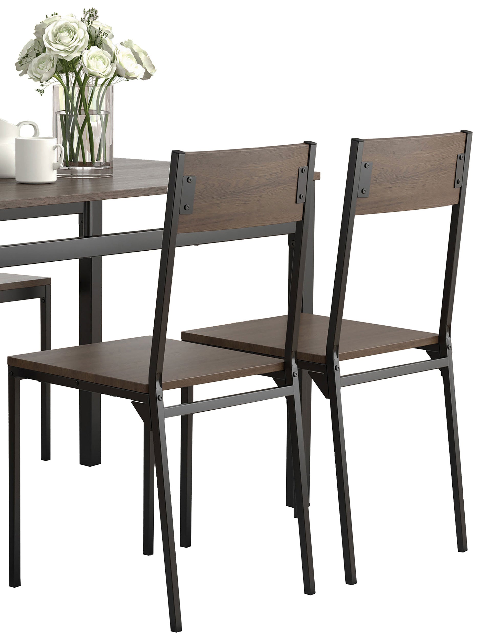 Lana  Rectangular Dining Table Set Dark Brown and Matte Black
