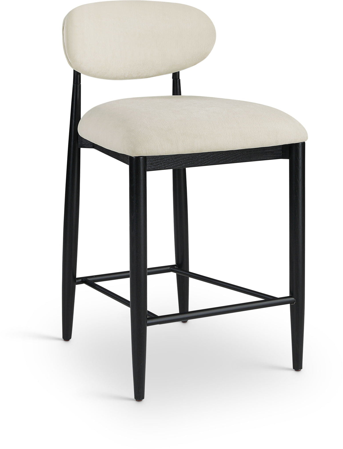 Riccio Fabric Counter Stool with Black Frame & Black Accents