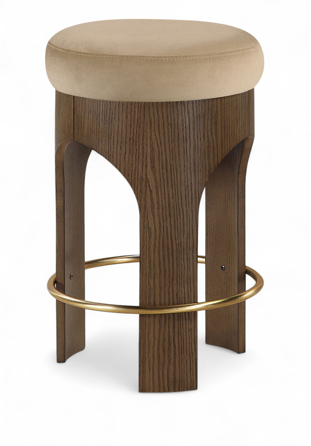 Bocceli Velvet Counter Stool with Brown Base