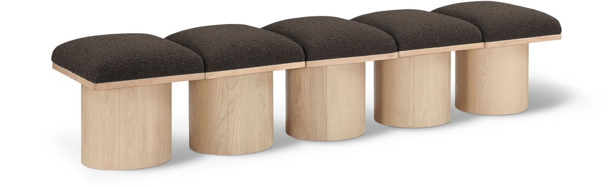 Pavilion Modular Bench 5-Piece Bench, 77.5"W x 18"D — Brown / Natural Base