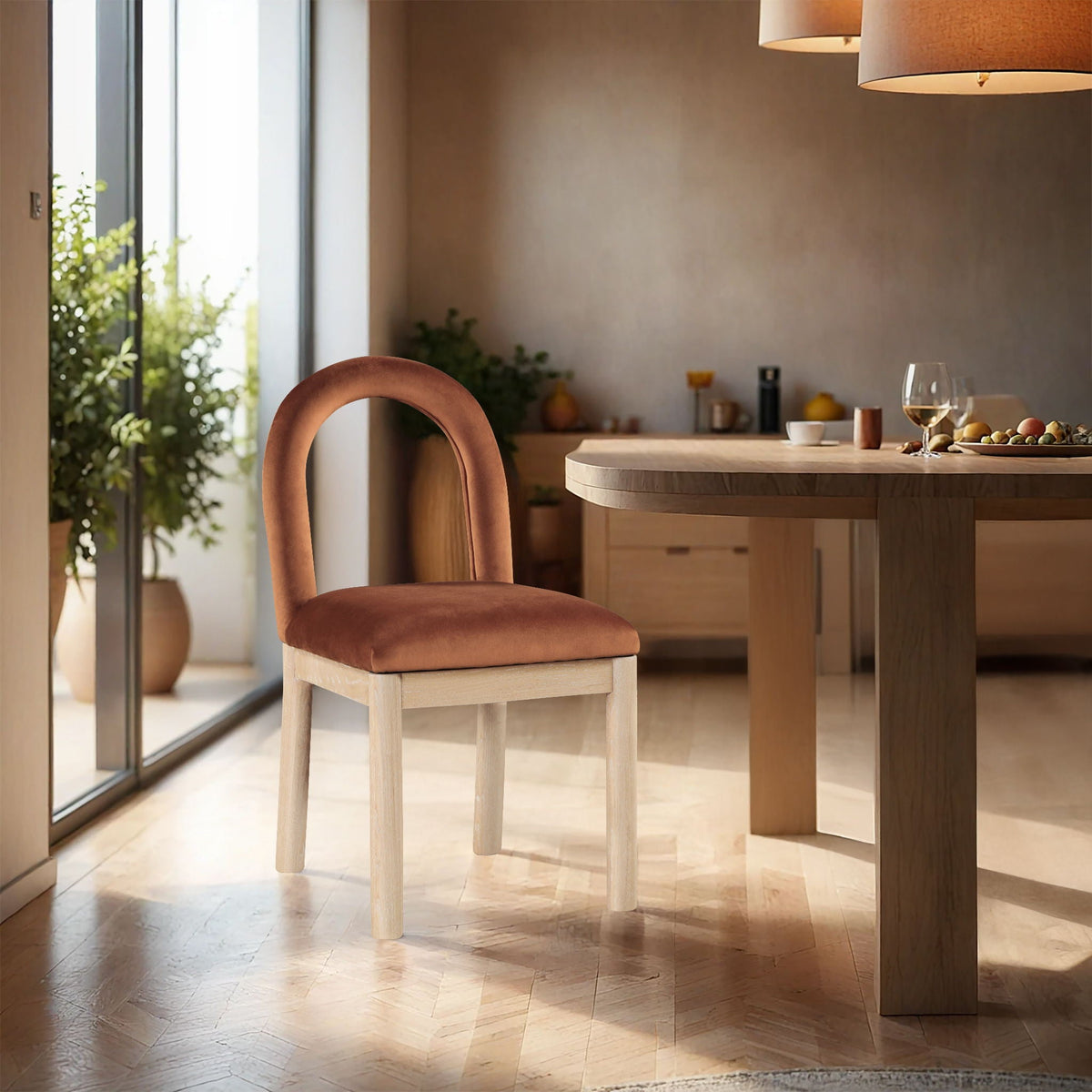Conrad - Velvet Dining Chair with Natural Legs