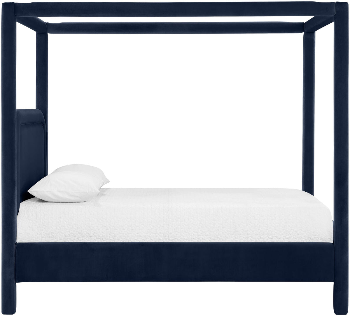 Salina Velvet Upholstered Canopy Bed — 10 Colors, Twin to King