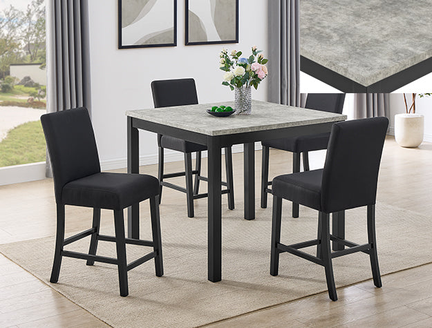 Lennon Faux Concrete Counter Height Set — Ebony Base