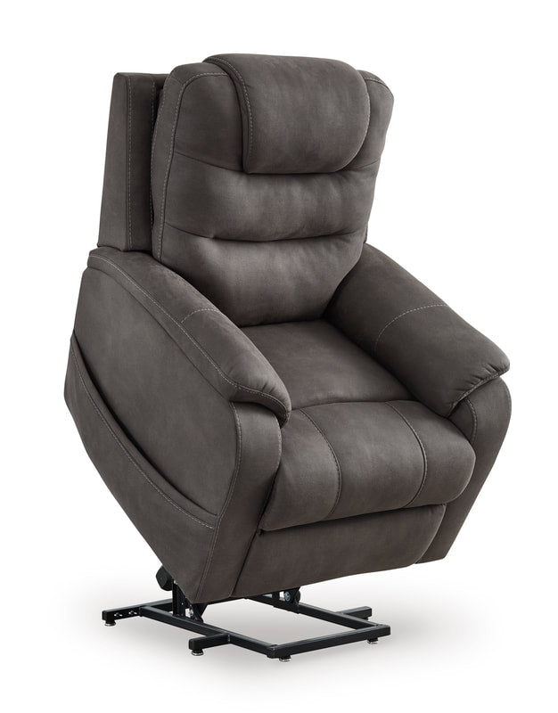 Ashley 1760912 Faux Leather Power Lift Recliner — Heat & Massage