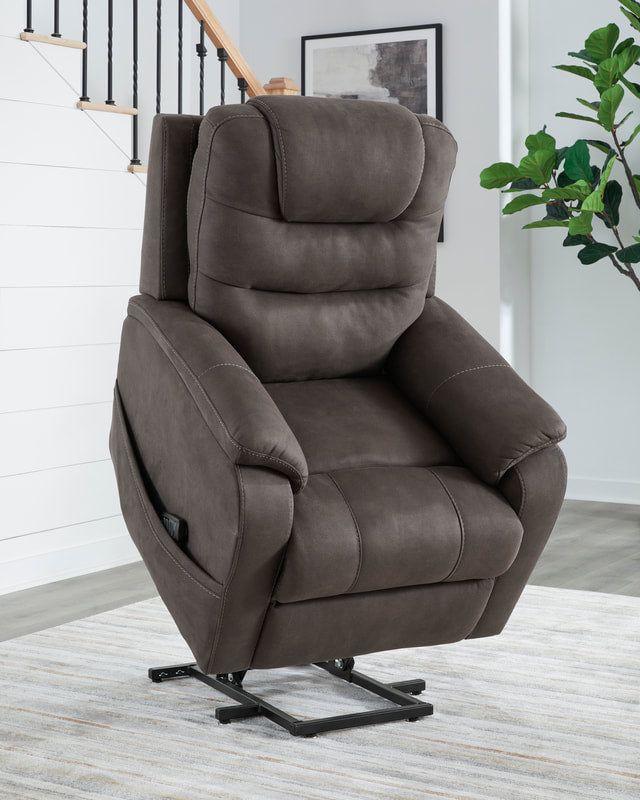 Ashley 1760912 Faux Leather Power Lift Recliner — Heat & Massage