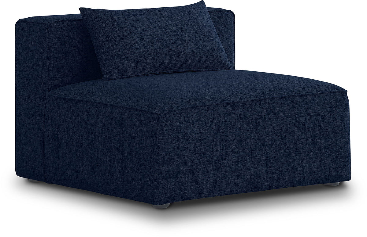 Cube Linen Modular Sectional — Add-On: Armless Chair — Navy