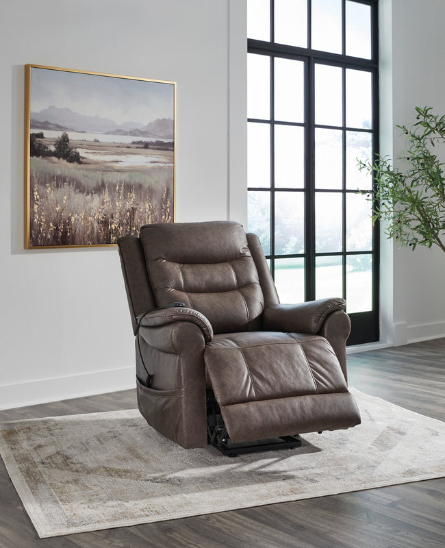 Ashley 1800412 Faux Leather Power Lift Recliner — Heat & Massage