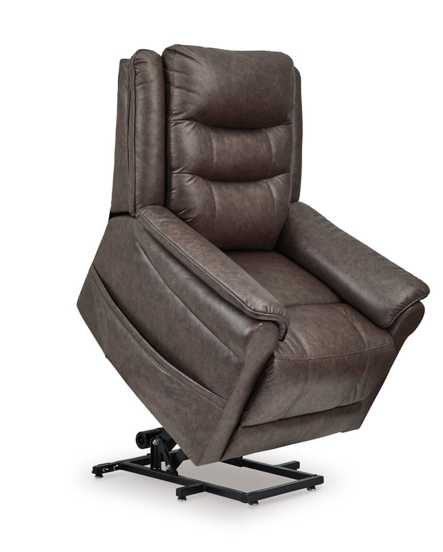 Ashley 1800412 Faux Leather Power Lift Recliner — Heat & Massage