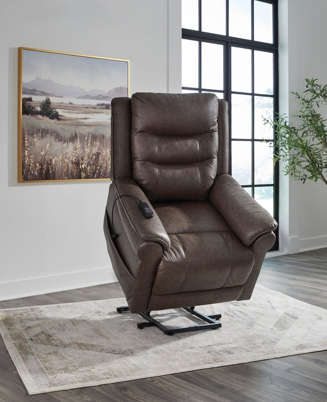 Ashley 1800412 Faux Leather Power Lift Recliner — Heat & Massage