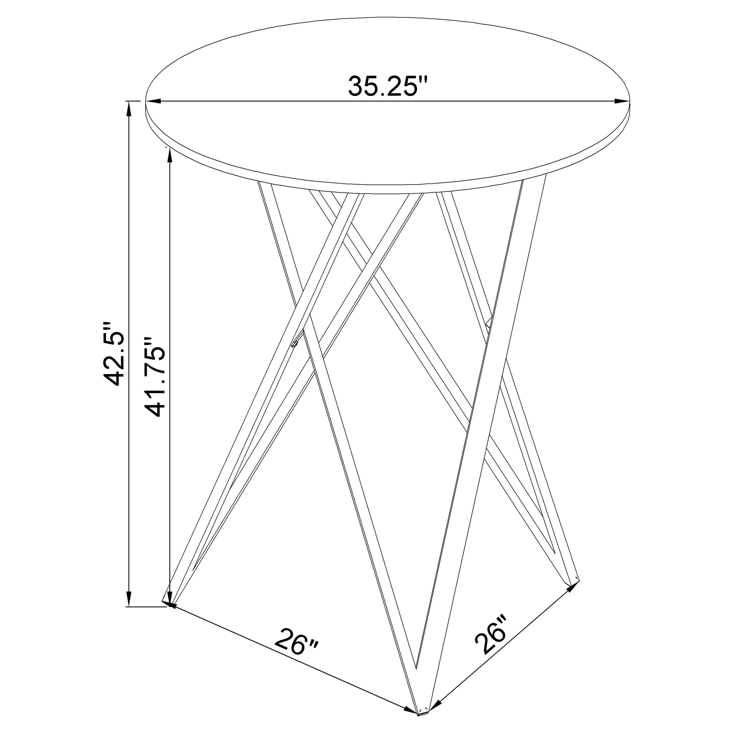 Edgerton Round Wood Top Bar Table Dark Oak and Chrome