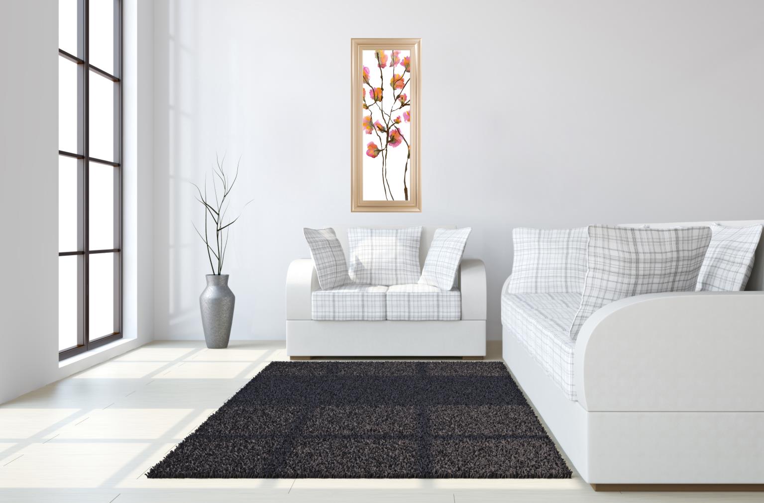 Inky Blossoms I By Deborah Velasquez 18X42 Framed Print