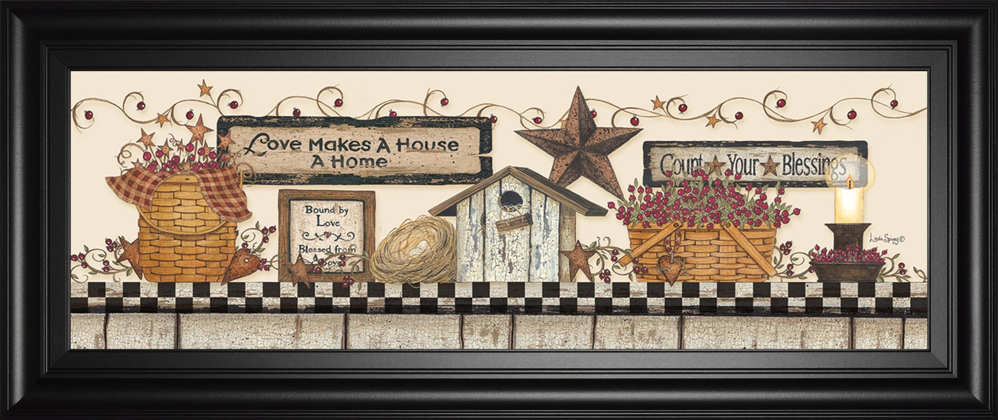 Love Makes A House A Home By Linda Spivey 18X42 Framed Print