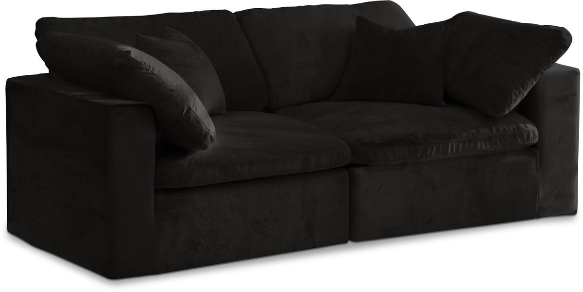 Cozy Velvet Modular Sectional — 2-Piece Sofa — Black