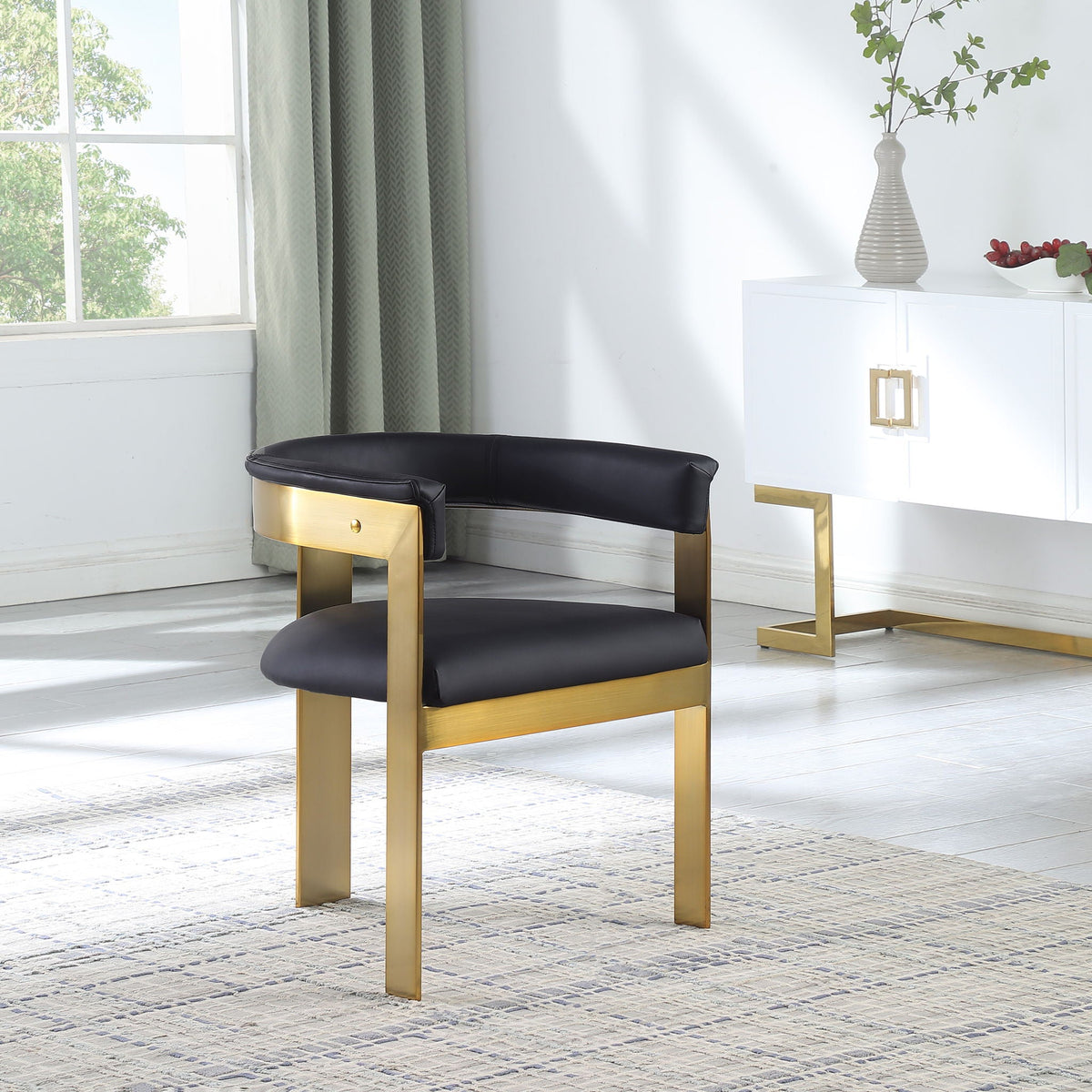Romeo - Faux Leather Dining Chair (Set of 2) with Gold Base