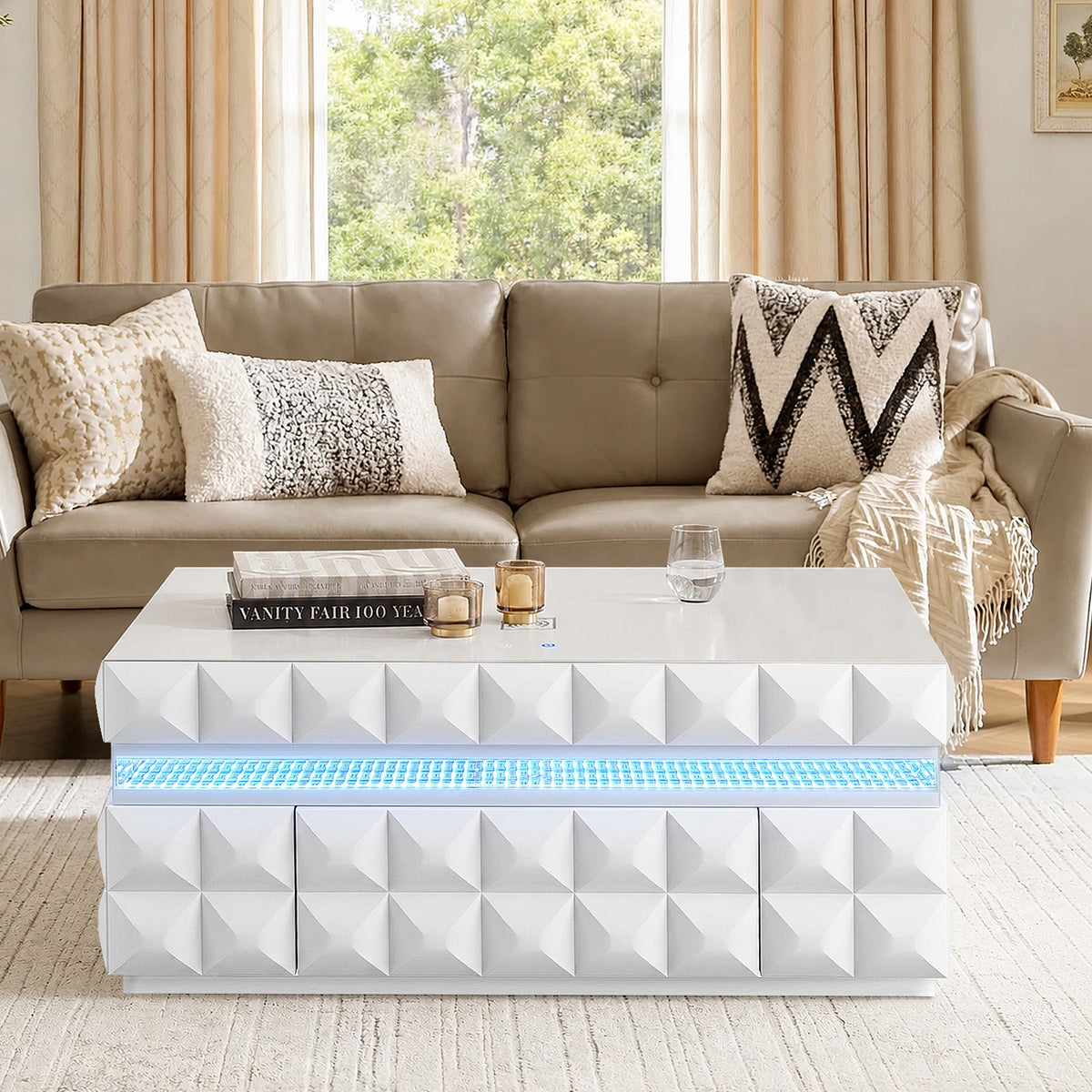 Alix Smart Coffee & End Table Set — 3D LED Lighting