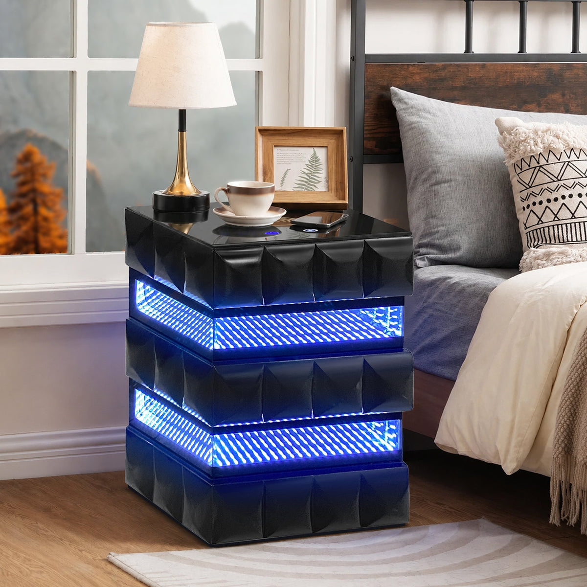 Alix Smart Coffee & End Table Set — 3D LED Lighting
