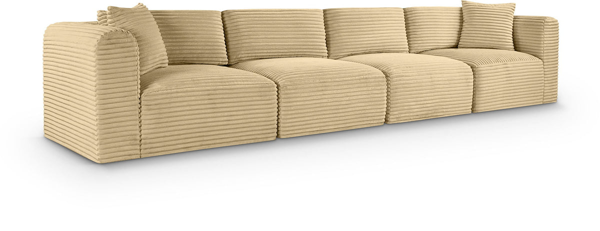 Shaggy Modular Sectional — 4-Piece Sofa — Camel