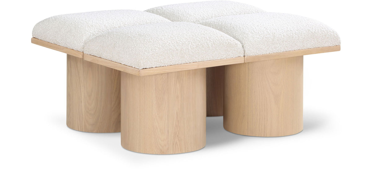 Pavilion Modular Bench 4-Piece Bench, 36"W x 31"D — Cream / Natural Base