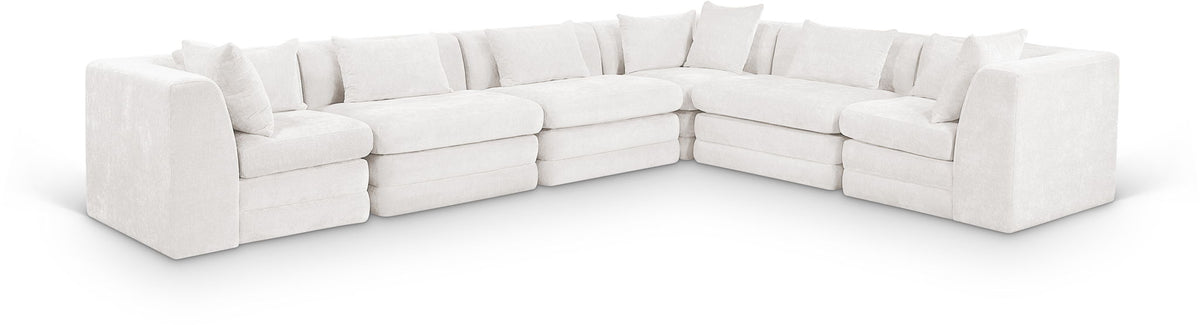 Stellar Chenille Modular Sectional — 6-Piece 152" Sectional (152"L x 114"D) — Cream