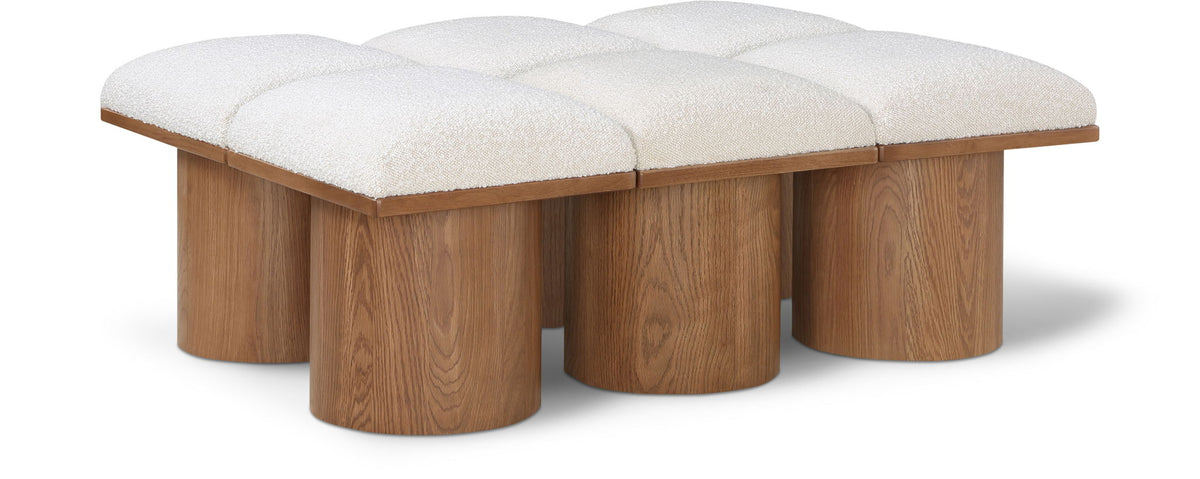 Pavilion Modular Bench 6-Piece Bench, 46.5"W x 36"D — Cream / Brown Base