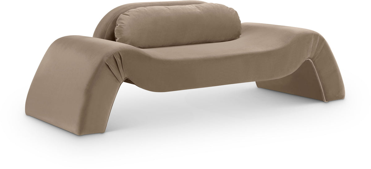 Austin - Velvet Loveseat - Beige Fabric